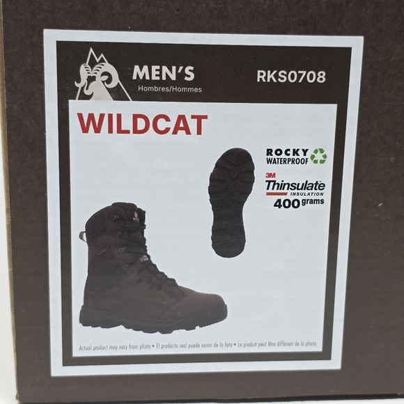Rocky Wildcat Men’s Waterproof Hunting Boots Size 9M Brown 400G Insulated New main image 9